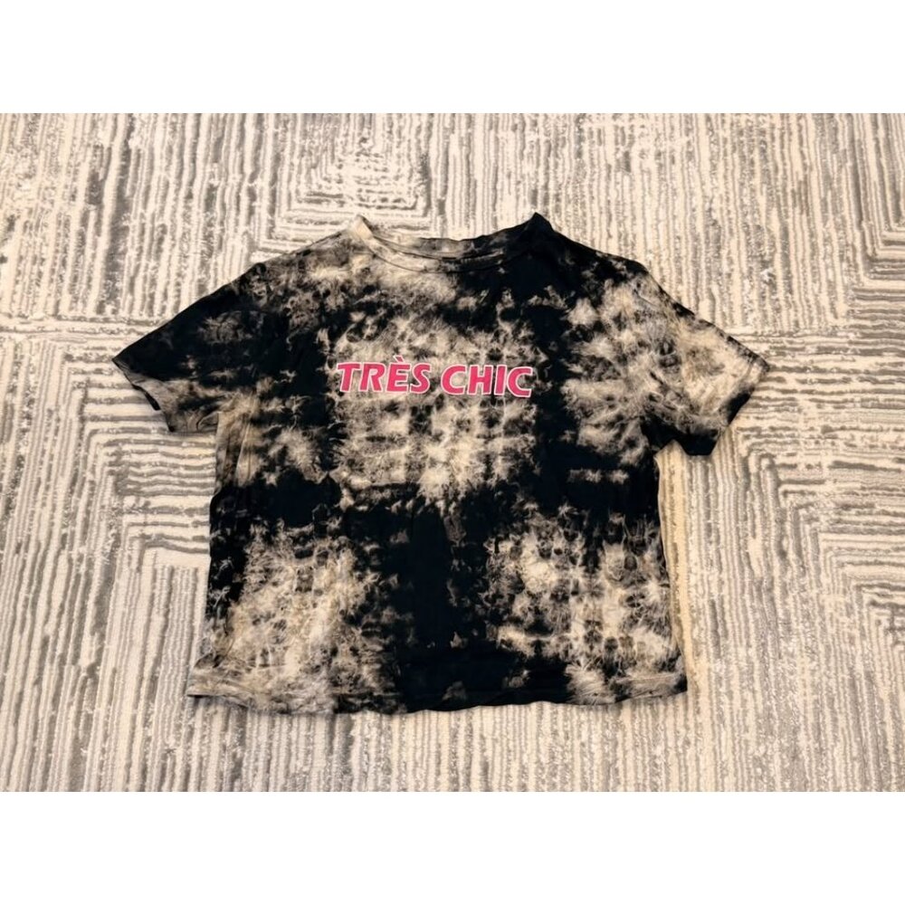 Design Lab women's small "Tres Chic" black/beige tie-dye t-shirt